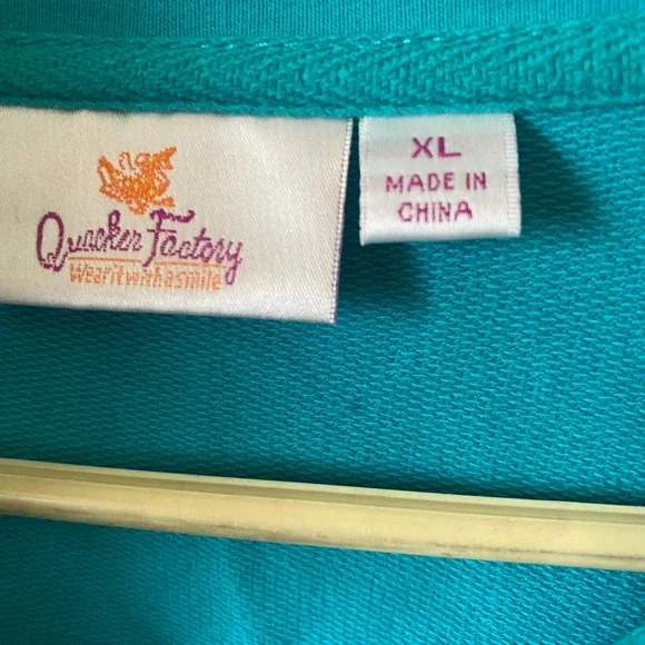 Quacker‎ Factory XL Turquoise Embellished Full Zip Sweatshirt Jacket - Picture 4 of 8